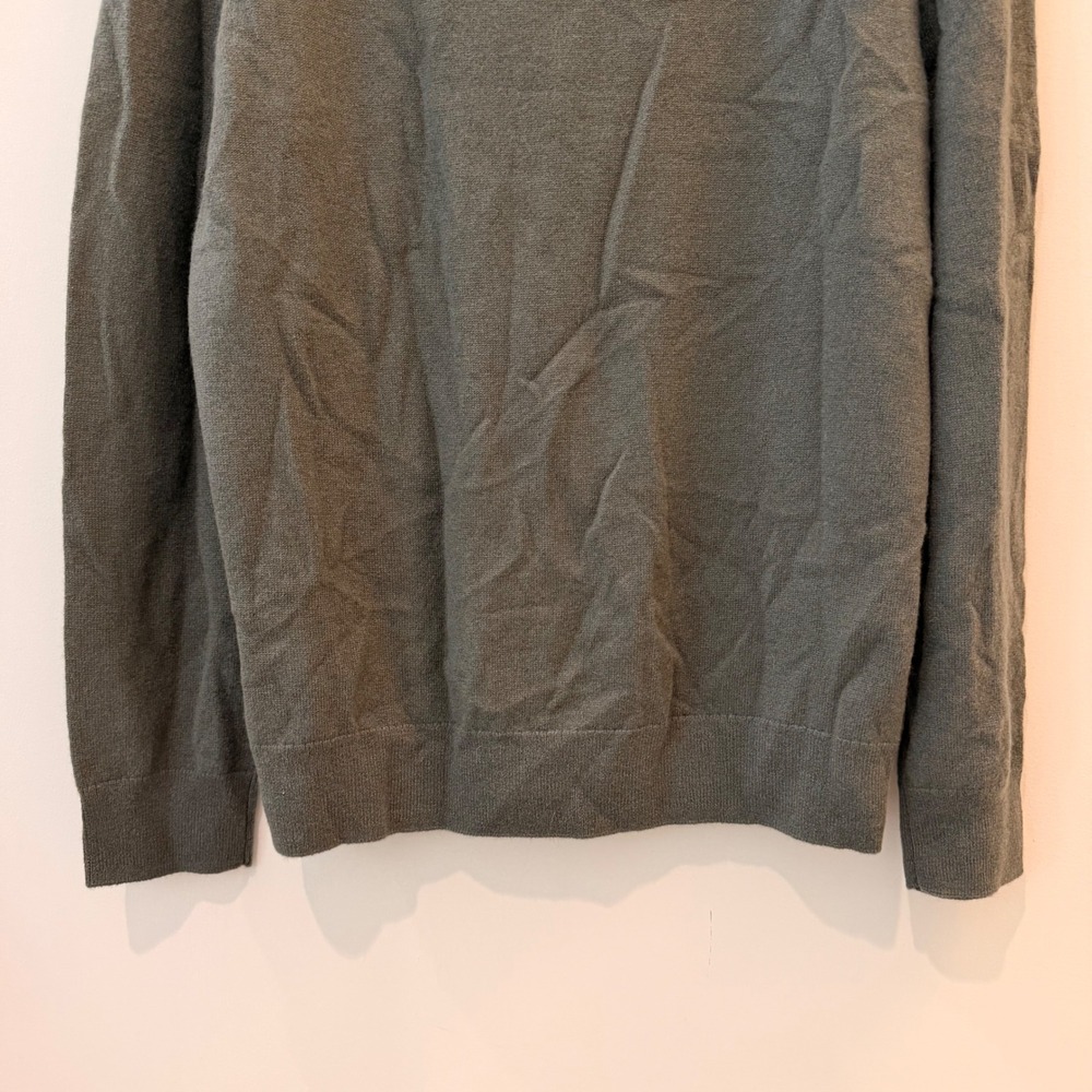 Quince Sweater Mongolian Cashmere Quarter Zip Lightweight Travel Moss Large NWOT - Picture 8 of 11